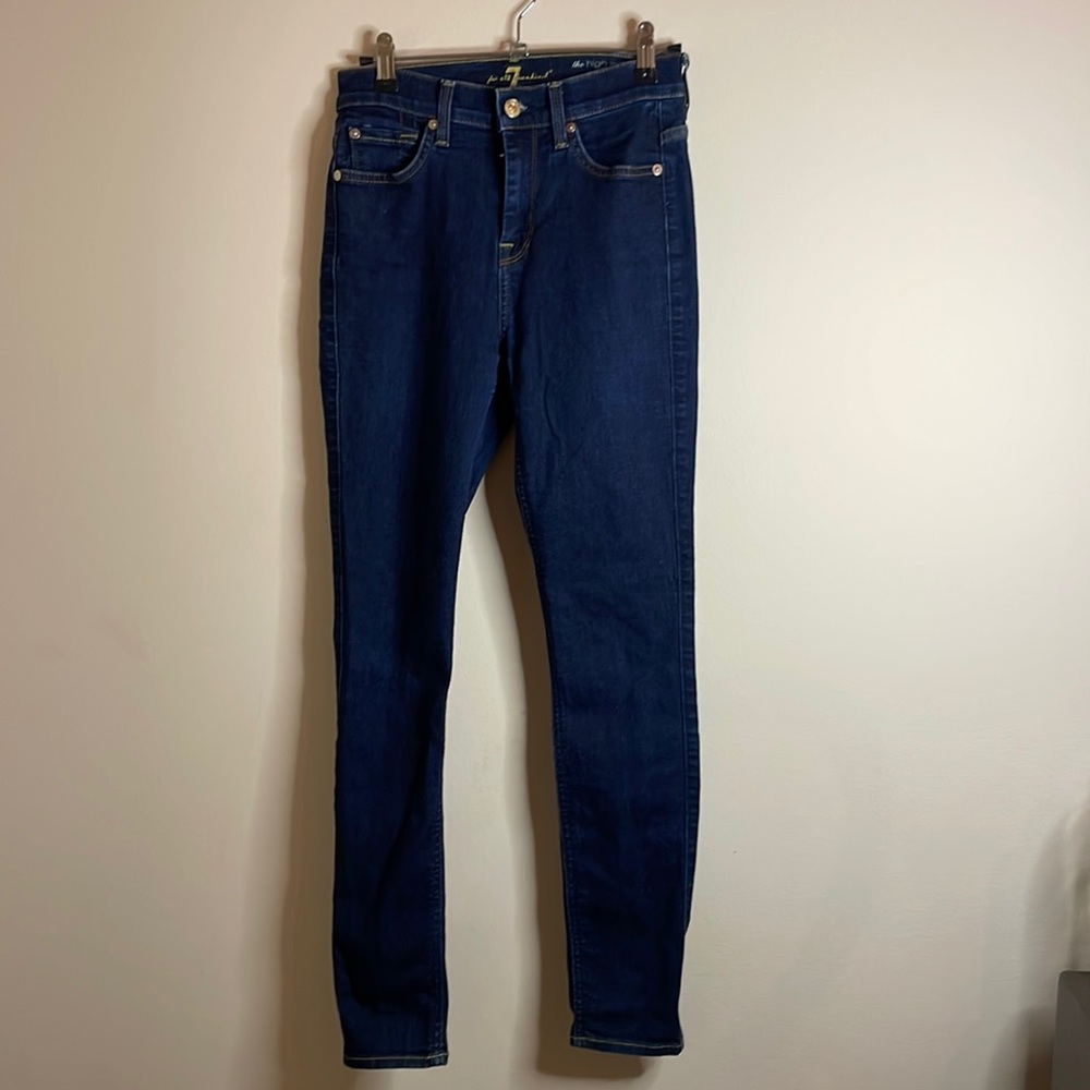 ‼️ 7 for All Mankind | 7 Jeans | Retro Blue High-waisted Skinny Jeans | Sz 24